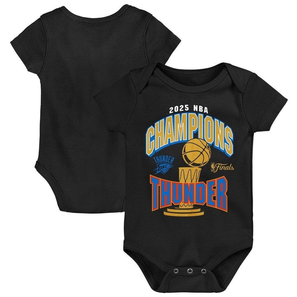 Outer Stuff OKC Thunder 2025 Champions Baby Romper Bodysuit - Black - 24 Months
